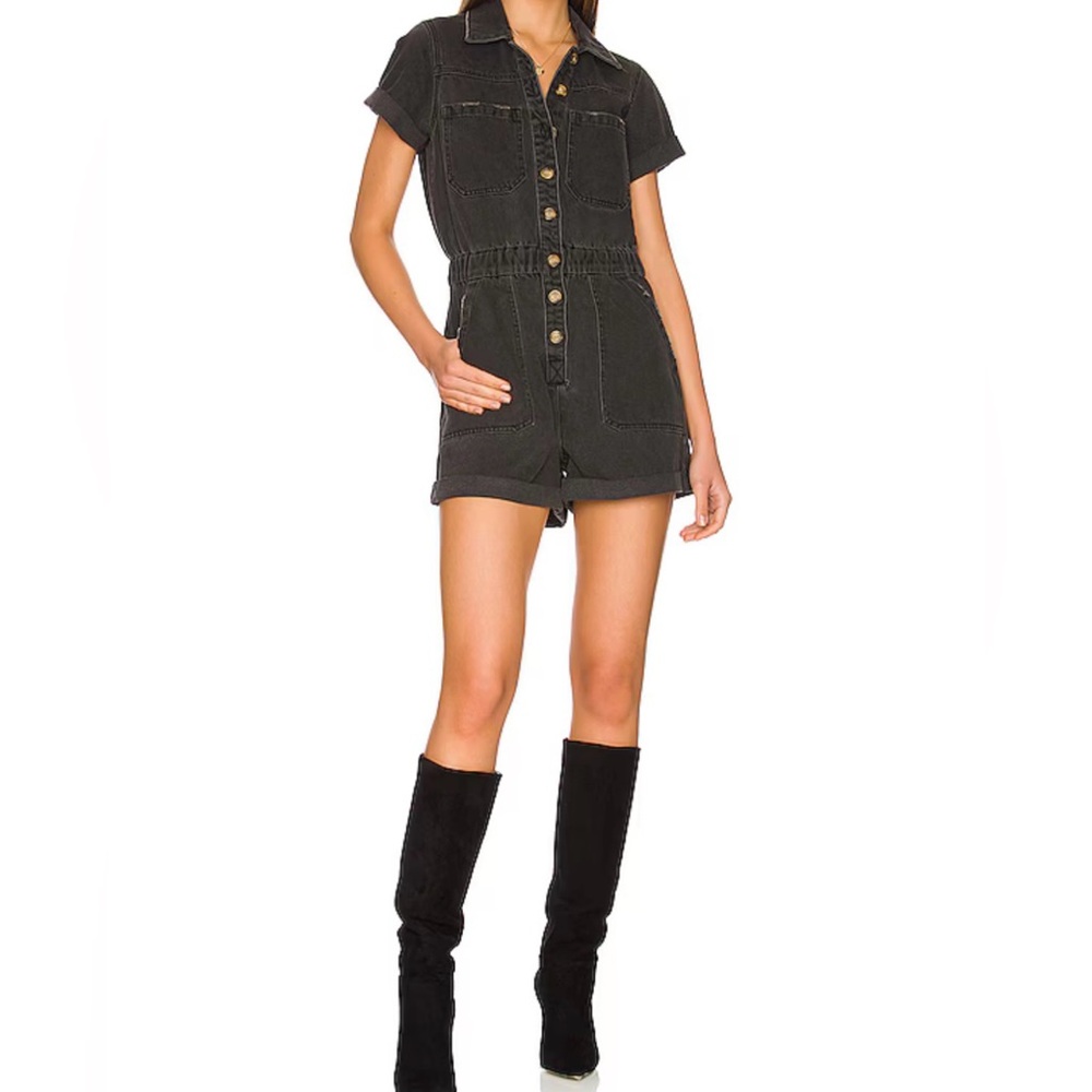 Show Me Your Mumu Cannon Romper in Washed Black